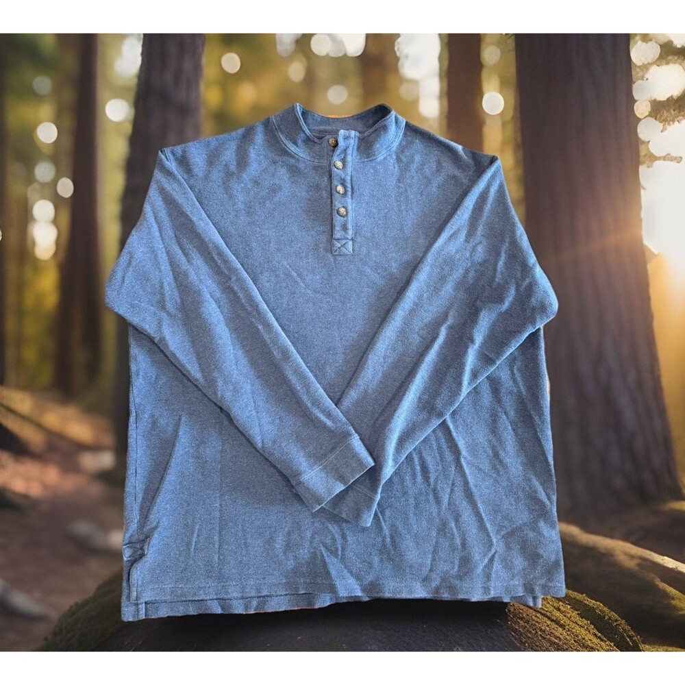 Duluth Trading Co Weathered Blue Heavyweight Henley 2XLT Fair/Good Condition